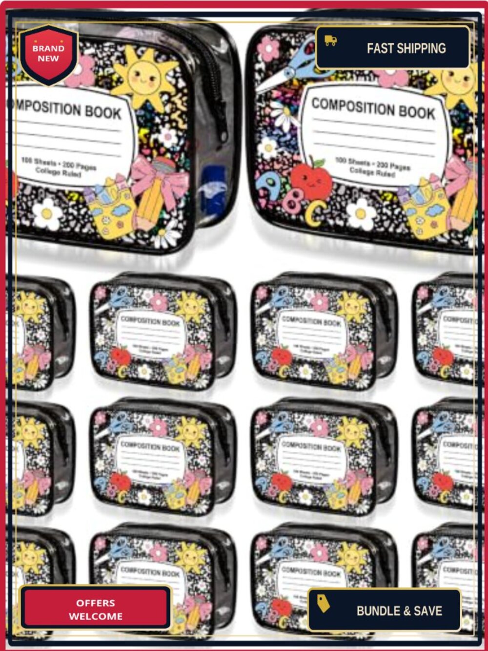 12-Pack PVC Zipper Pouch Organizer Bags Teacher Survival Kit Supplies Clear